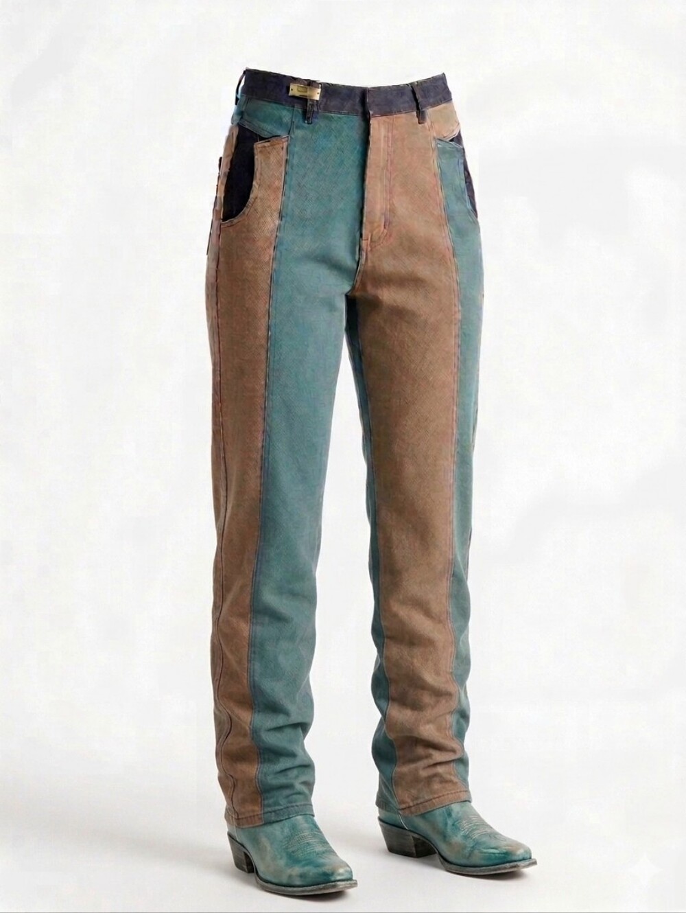 Vintage USA 80's-90's Panhandle Slim  Colorblock Denim Jeans  100% Cotton RARE!!